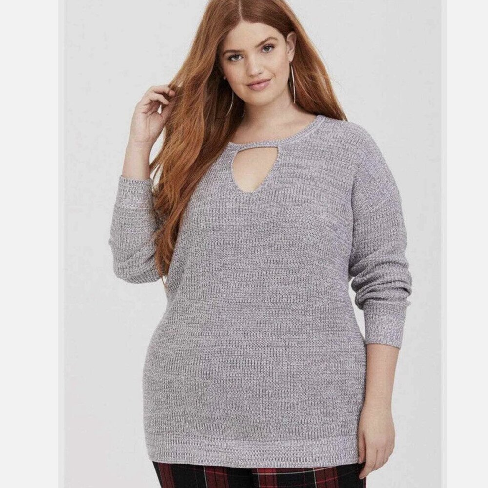 Torrid Gray CableKnit Keyhole Pullover Sweater Si… - image 1